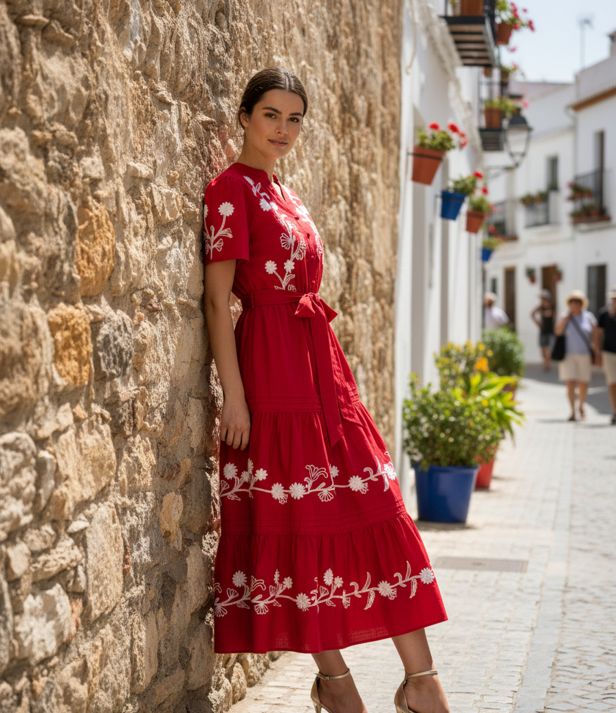 embroidered red dress Long Floral A-Line Prom Dress with Glitter Emerald / 6