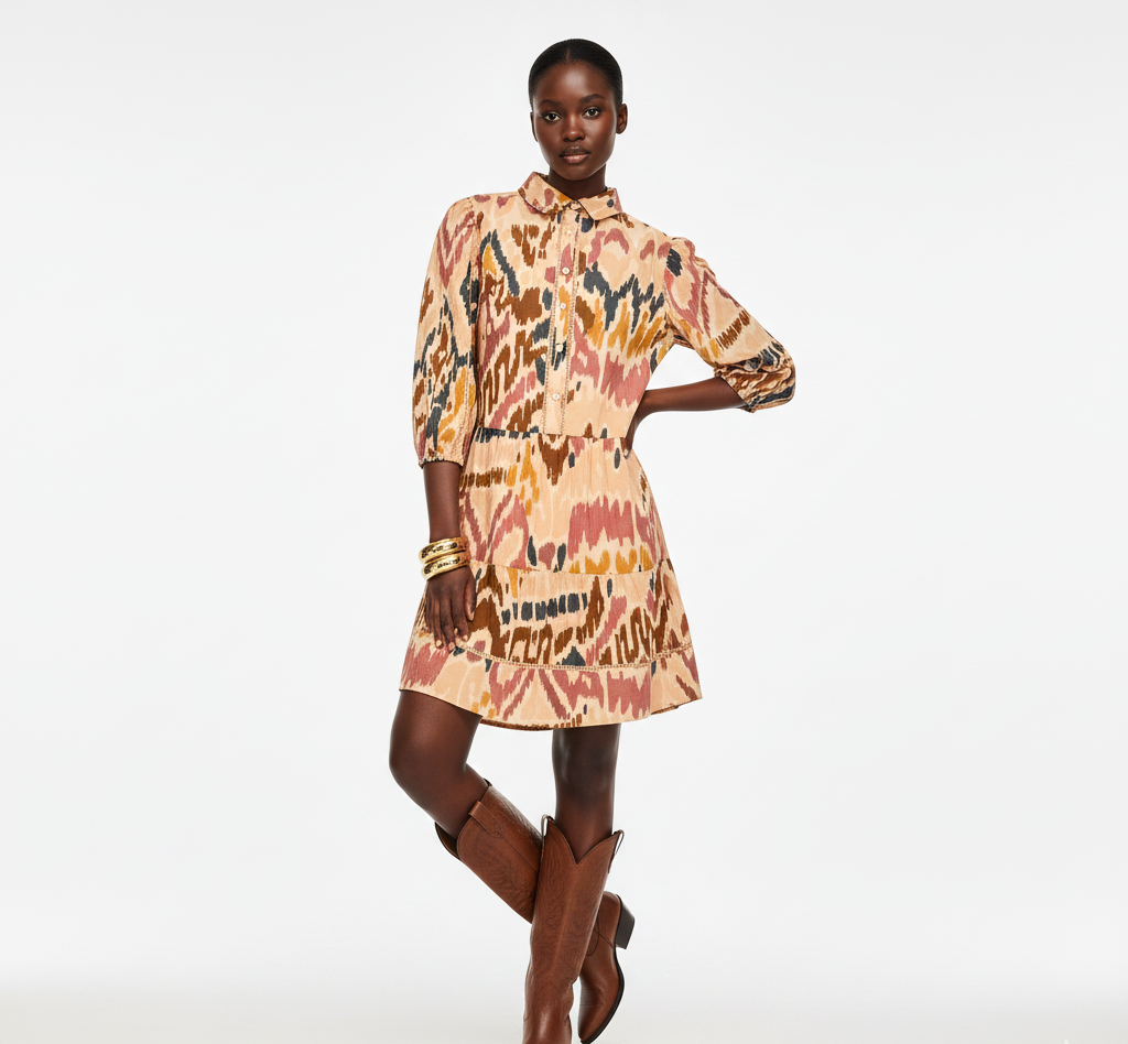 ikat short dress Kelsey Dress Short / Turquoise Brown Ikat Turquoise Brown Ikat / XS
