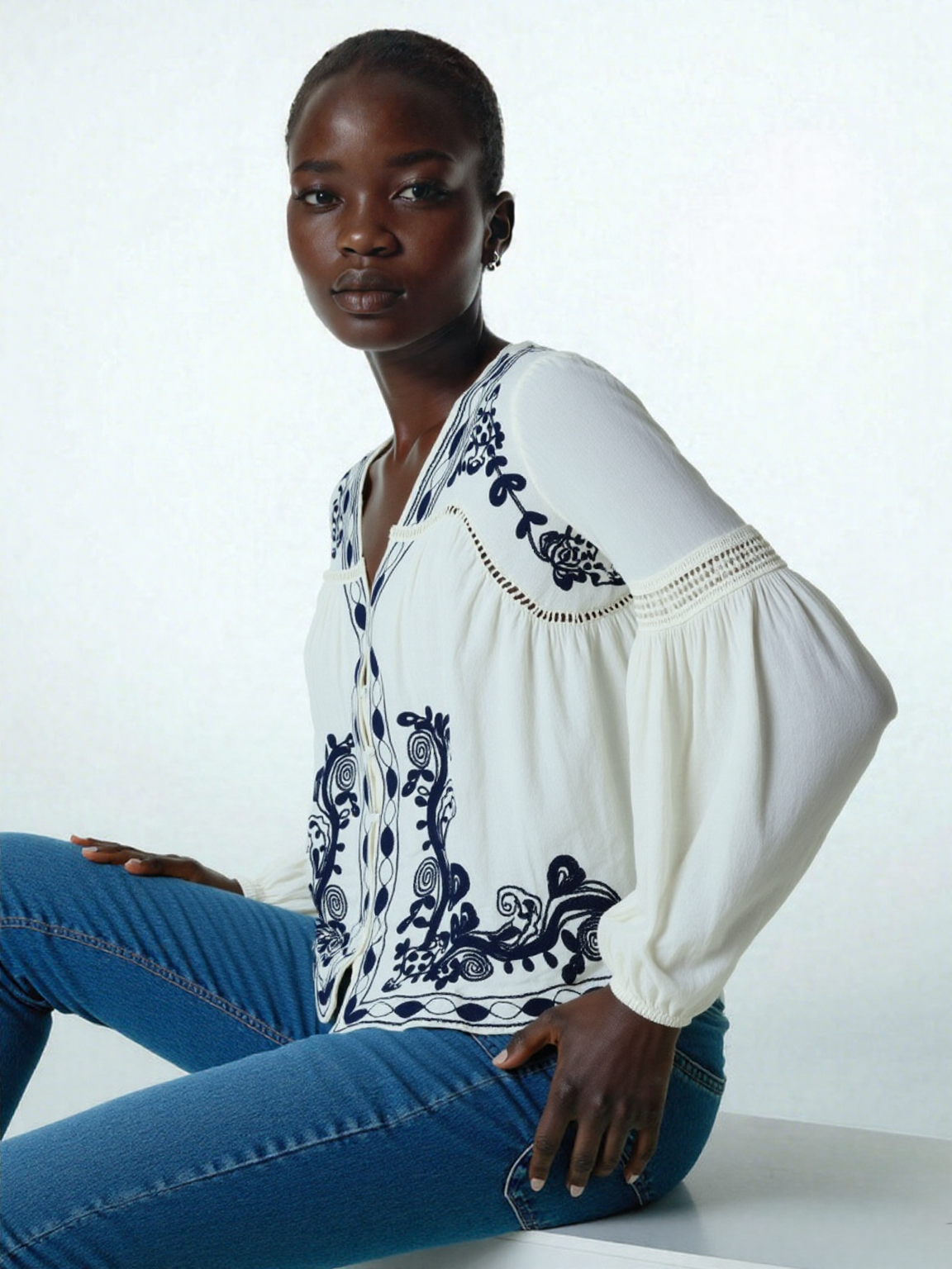 Lucita Black Embroidered Blouse