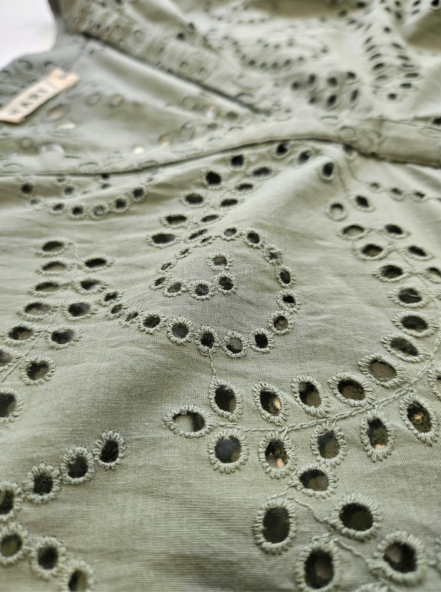 Ellen Khaki Broderie Short Dress