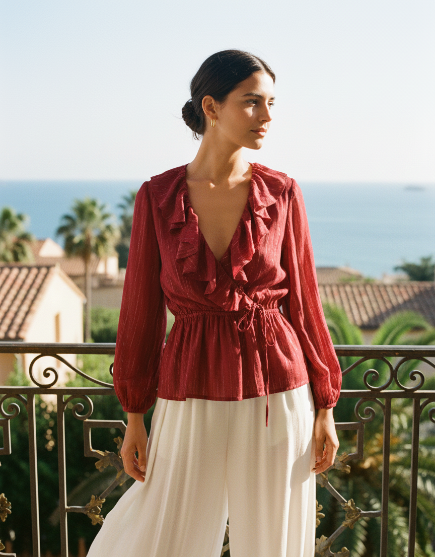 Imelda Wrap Frill Blouse