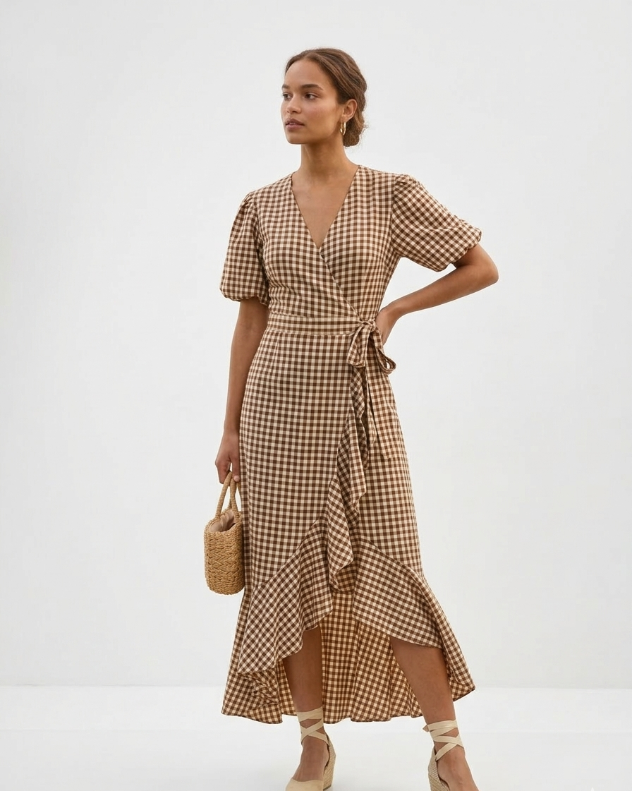 Ginny Gingham Wrap Dress