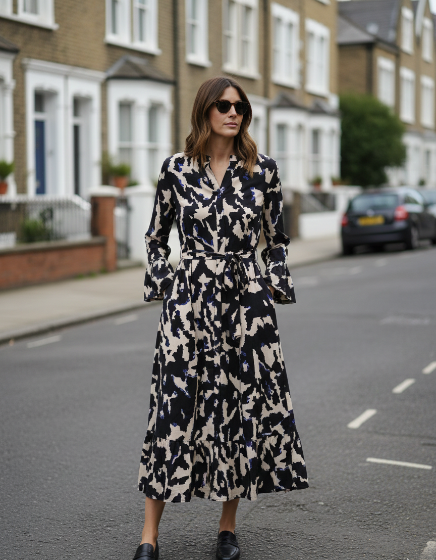 Serene Abstract Midi Dress