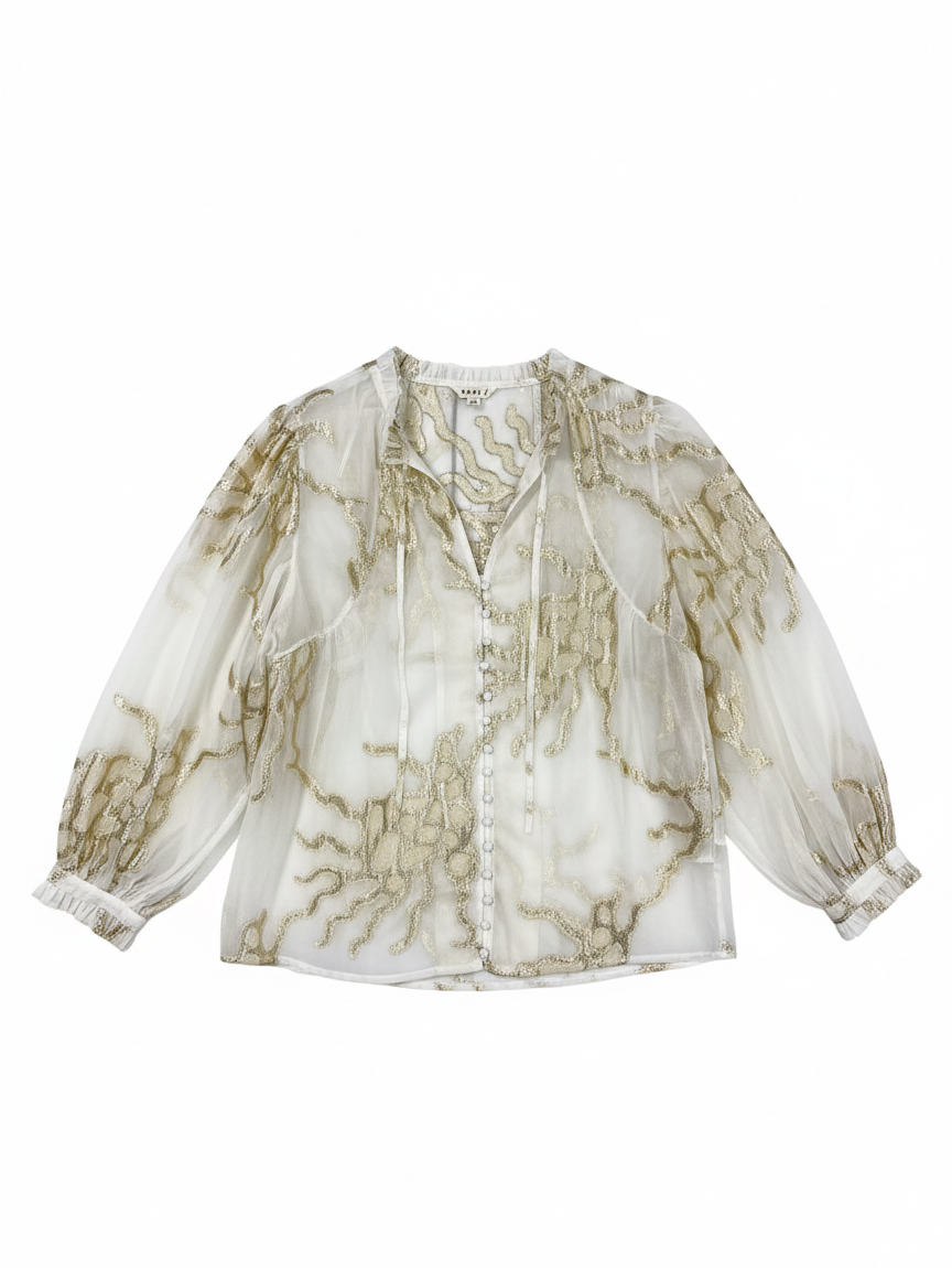 Linny Jacquard Gold Blouse