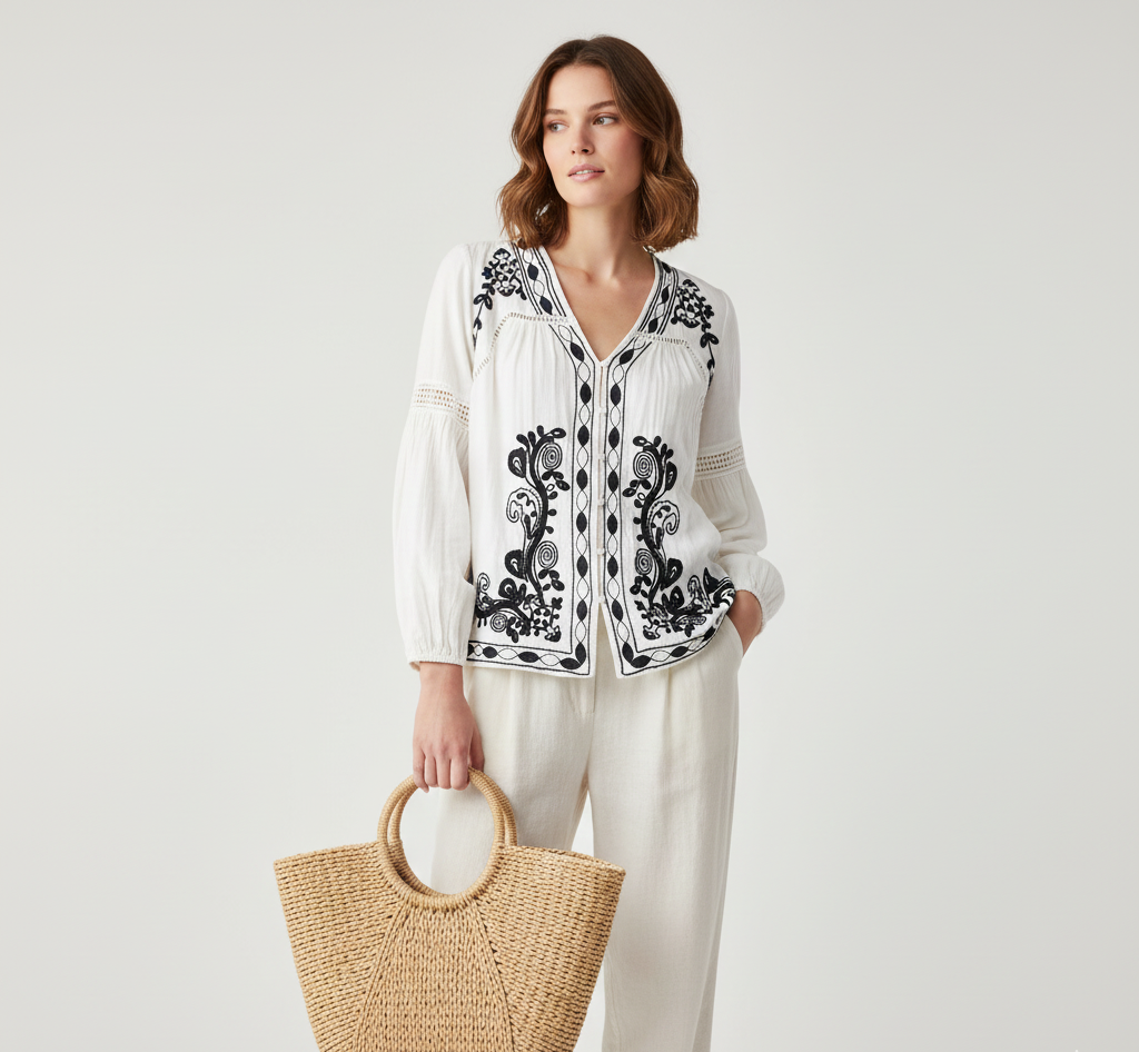 Lucita Black Embroidered Blouse