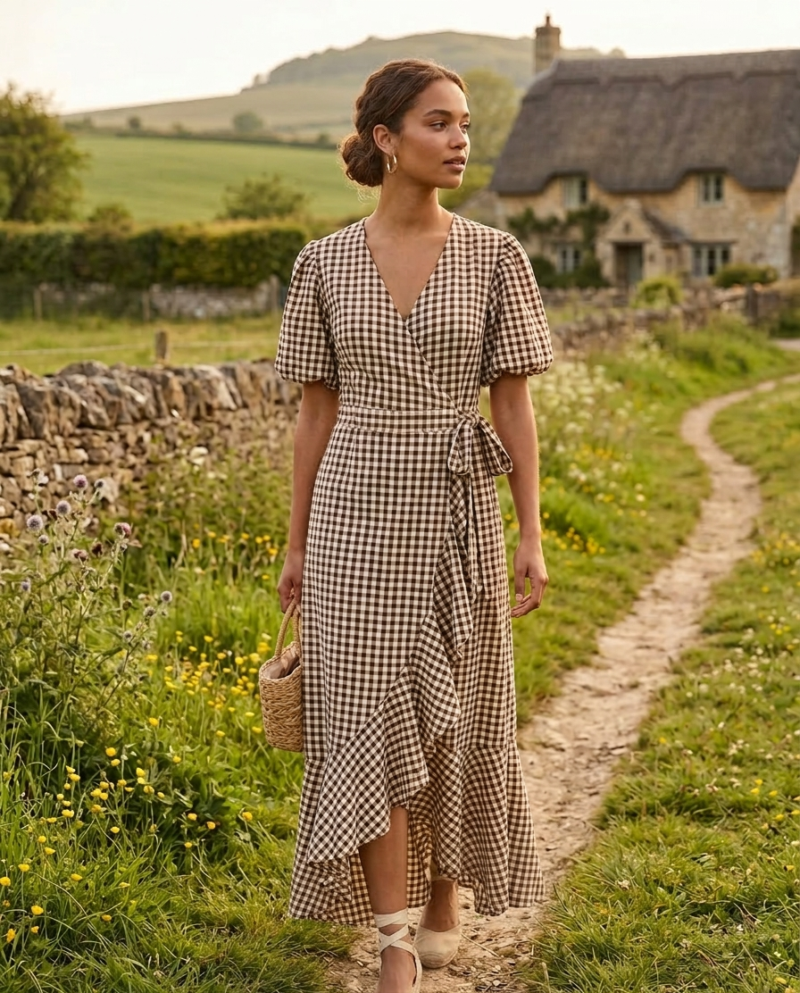 Ginny Gingham Wrap Dress