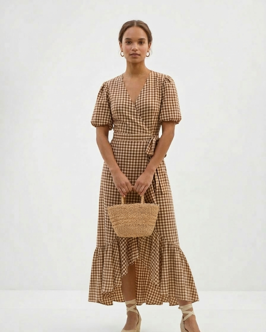 Ginny Gingham Wrap Dress