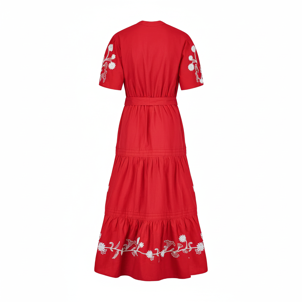 Love Red Embroidered Dress