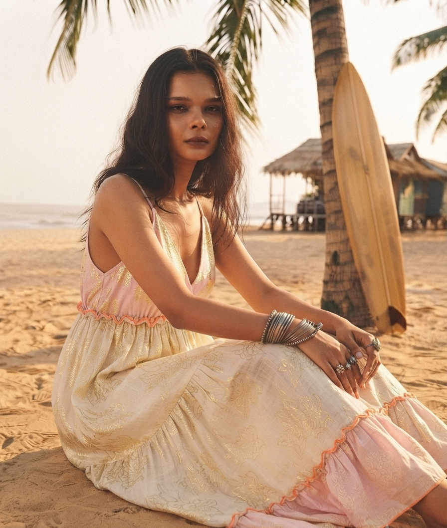 Greta Pink Metallic Maxi Dress