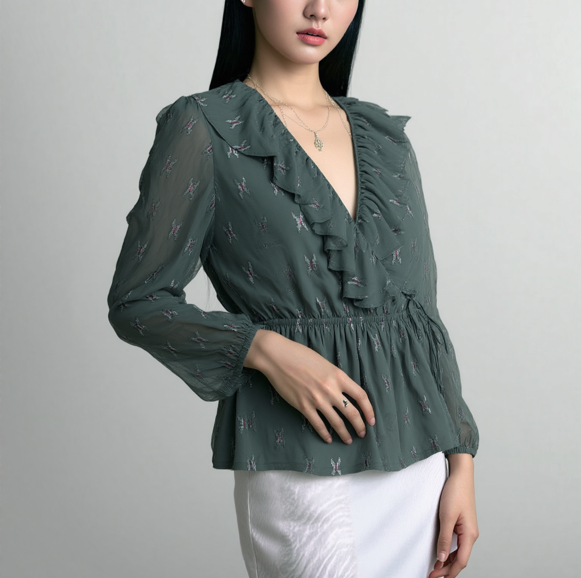 Imelda Wrap Frill Blouse