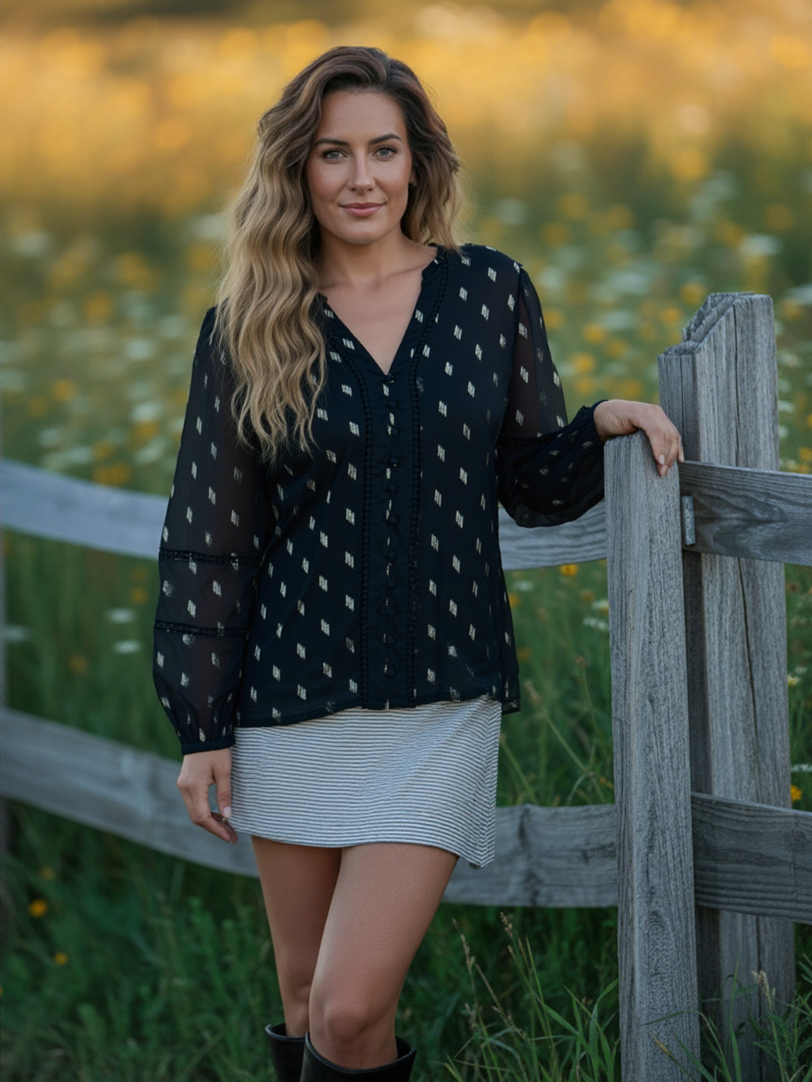 Elektra Metallic Lace Blouse
