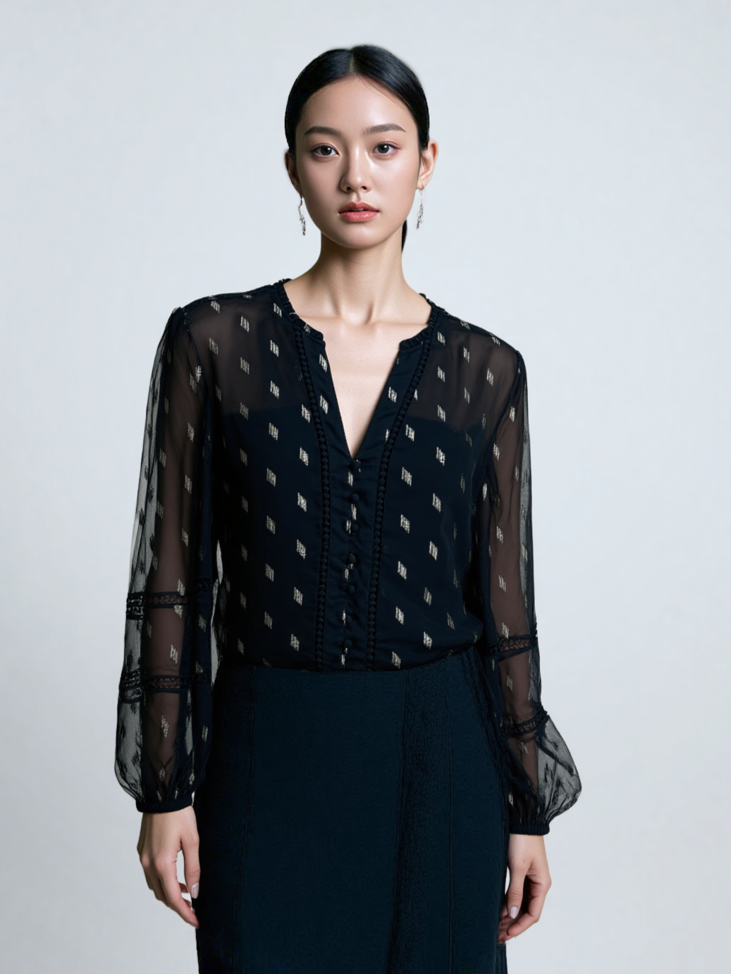 Elektra Metallic Lace Blouse