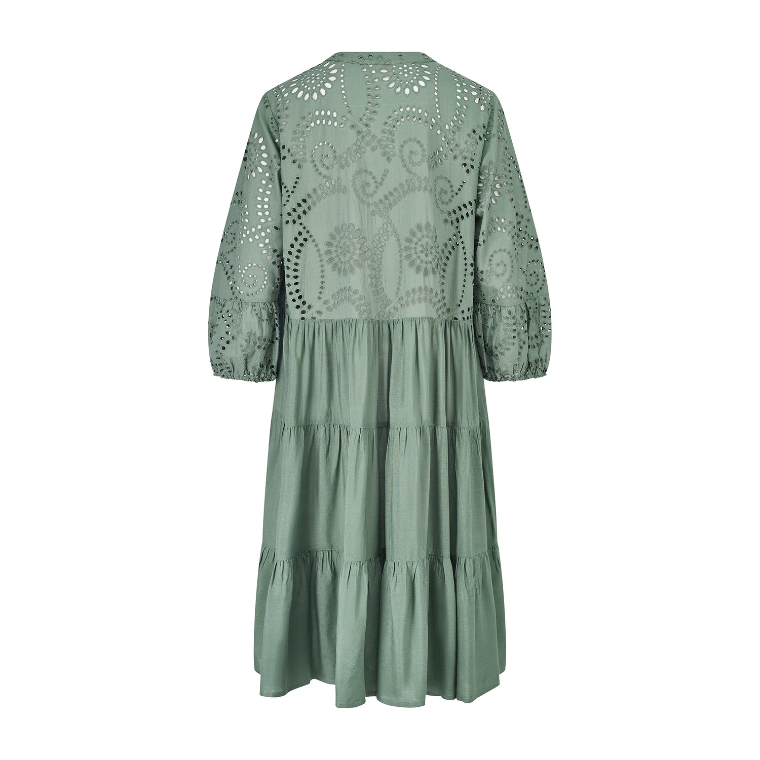 Ellen Khaki Broderie Short Dress