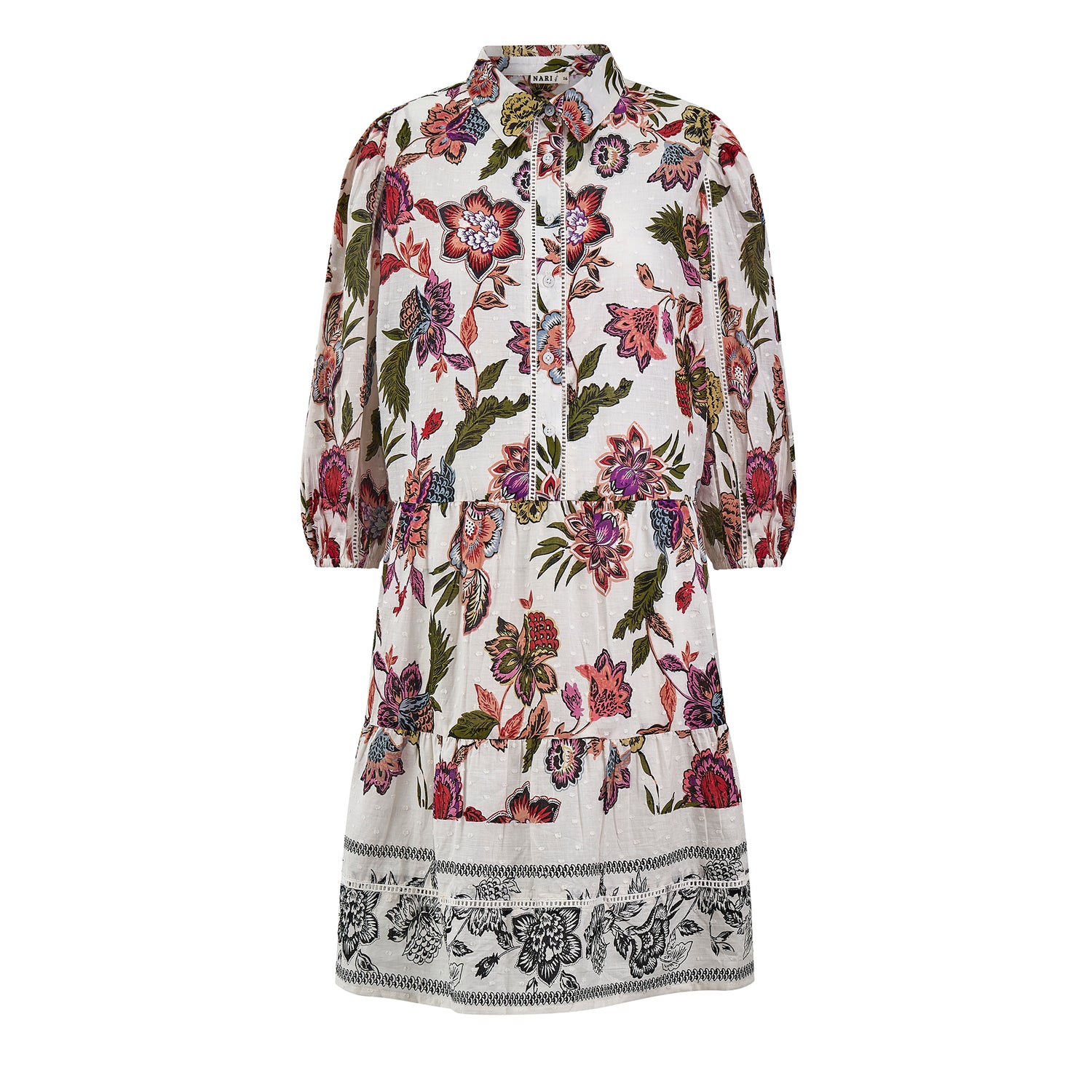 Marta Floral Border Short Dress