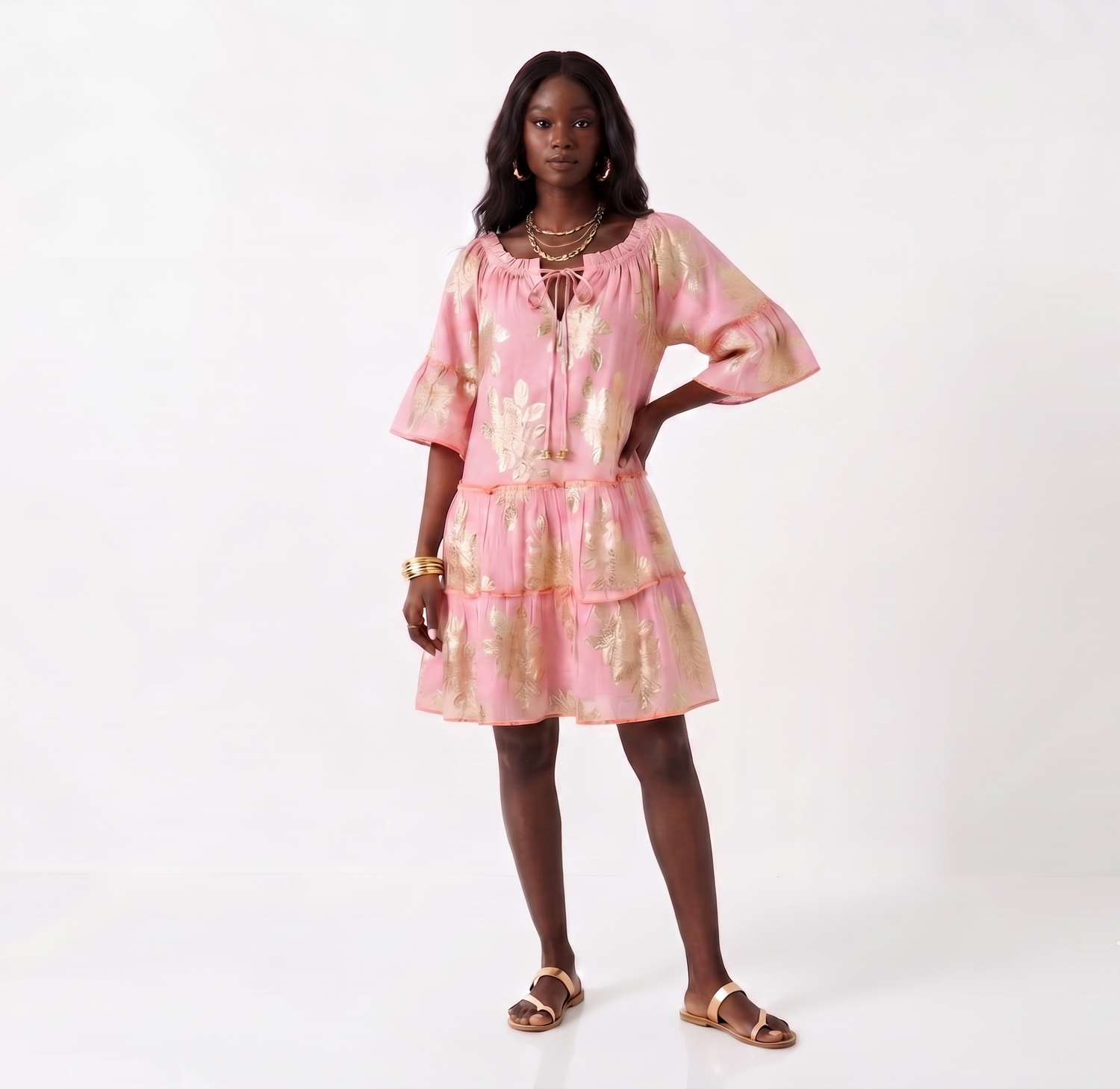 Talia Pink Metallic Dress
